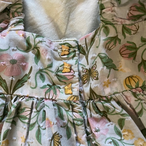 Child Garden Floral and butterfly tiered lace full skirt dress Cotton size 4 - Picture 4 of 5